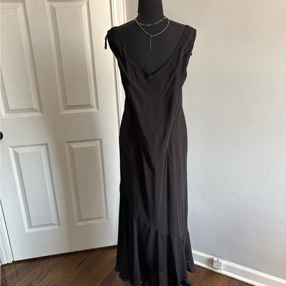 Vintage Black Maxi Dress with Red Floral Embroidery - Picture 5 of 6